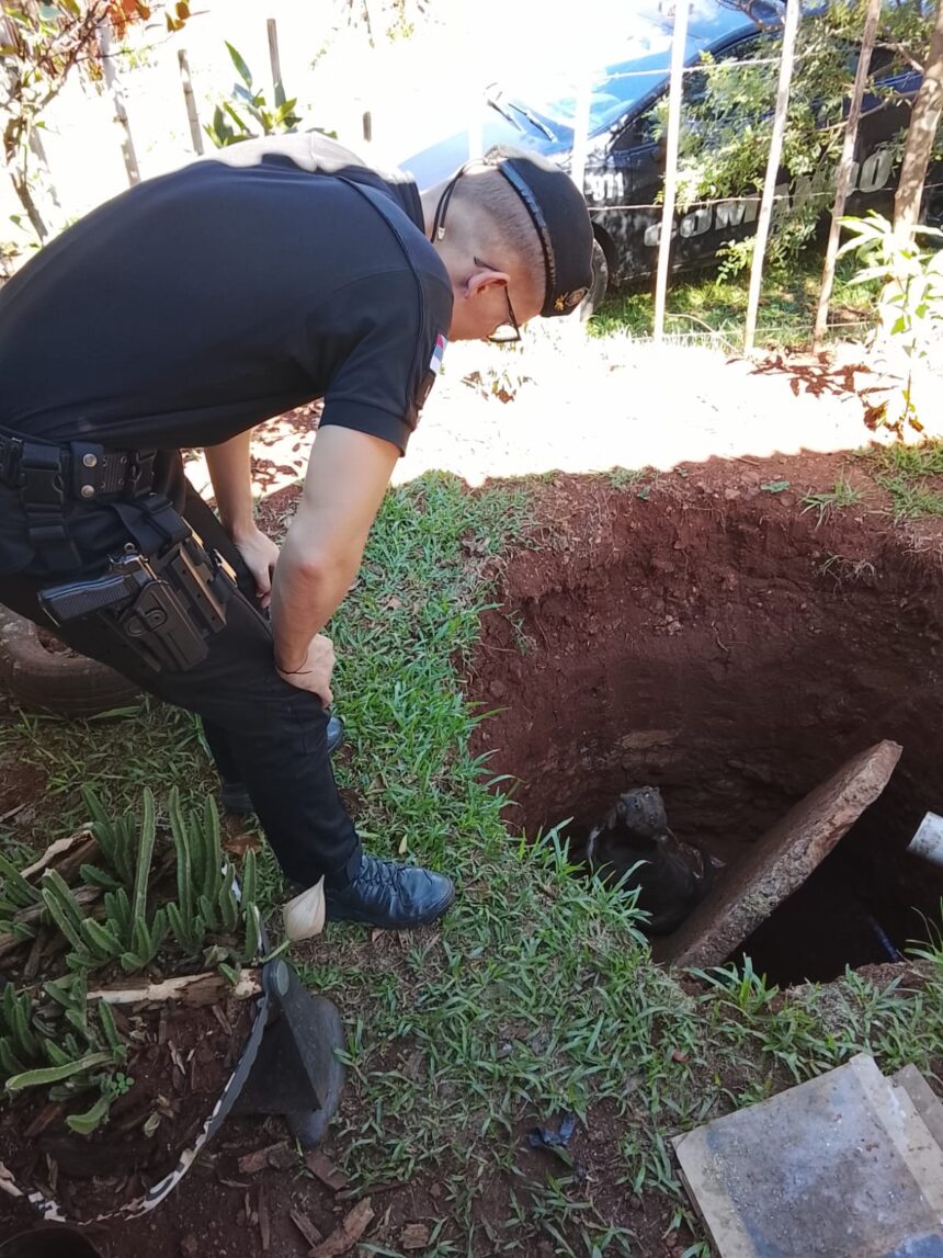 tras-un-alerta-vecinal-la-policia-salvo-a-un-perro-que-habia-caido-en-un-pozo-en-obera