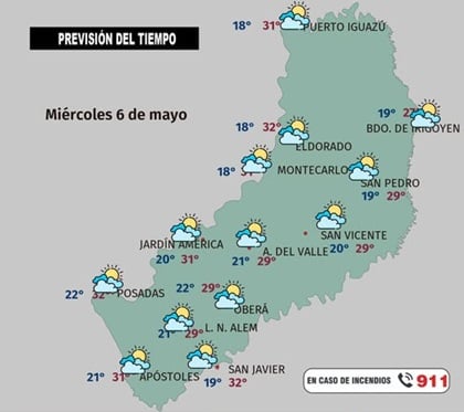 mas-calor-y-sin-lluvias-este-miercoles,-desmejora-el-jueves-y-alerta-por-tormentas-el-viernes:-asi-estara-el-tiempo-en-misiones-en-la-segunda-mitad-de-la-semana