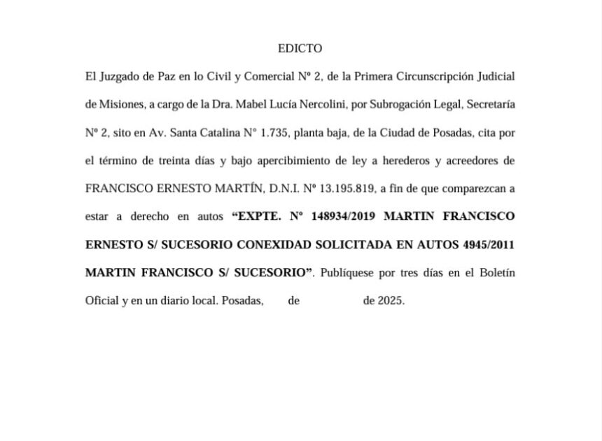 el-juzgado-de-paz-en-lo-civil-y-comercial-no-2-cita-a-herederos-y-acreedores-de-francisco-ernesto-martin