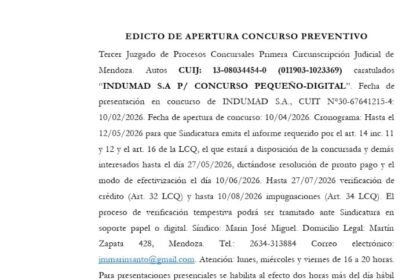el-tercer-juzgado-de-procesos-concursales-primera-circunscripcion-judicial-de-mendoza-abrio-el-concurso-preventivo-de-indumad-sa.