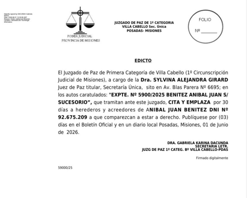 el-juzgado-de-paz-de-primera-categoria-de-villa-cabello-cita-y-emplaza-herederos-y-acreedores-de-anibal-juan-benitez