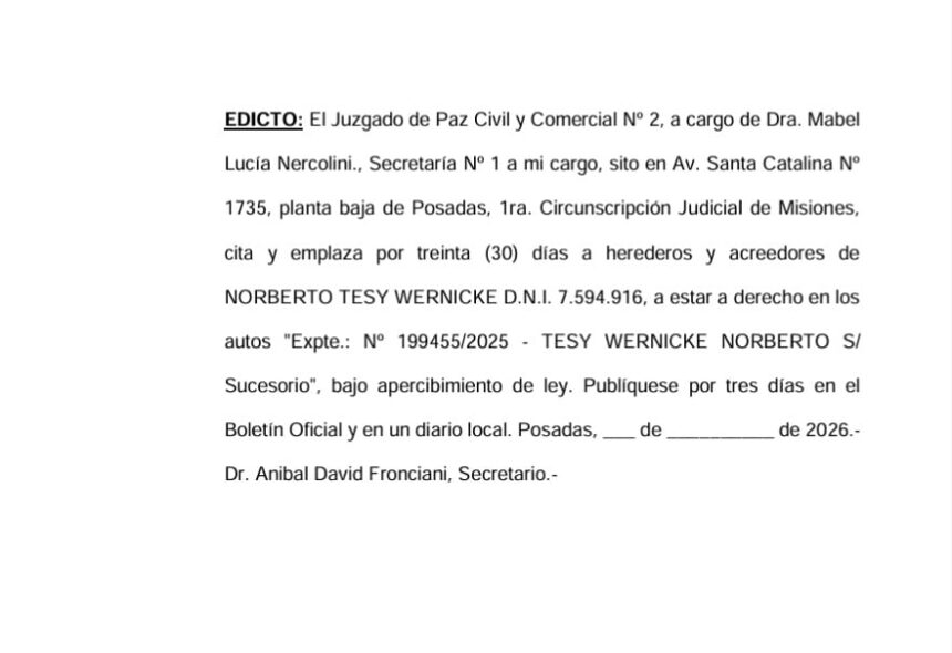 el-juzgado-de-paz-civil-y-comercial-no-2-cita-y-emplaza-a-herederos-y-acreedores-de-norberto-tesy-wernicke