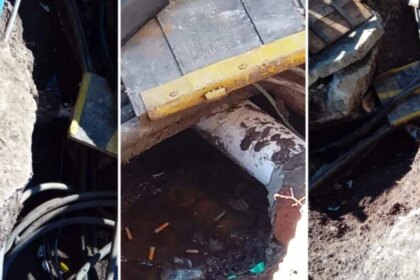 denuncian-que-una-empresa-rompio-un-cano-cloacal-y-dejo-cables-pelados-sobre-una-red-de-gas