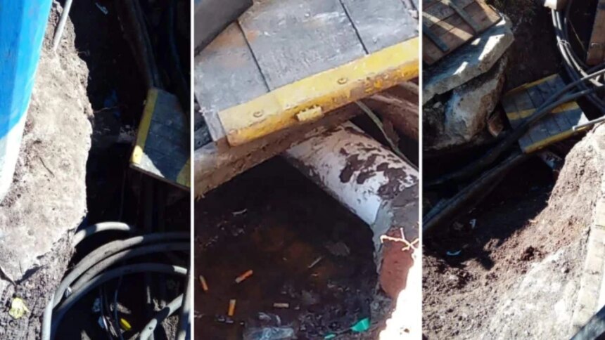 denuncian-que-una-empresa-rompio-un-cano-cloacal-y-dejo-cables-pelados-sobre-una-red-de-gas