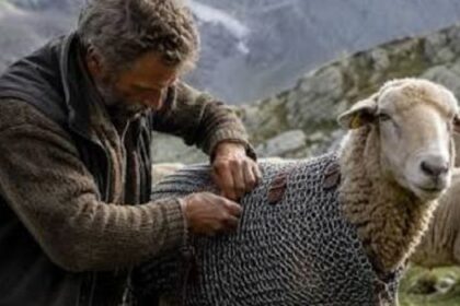 un-inventor-austriaco-fabrico-una-extrana-armadura-para-proteger-a-las-ovejas-de-los-lobos