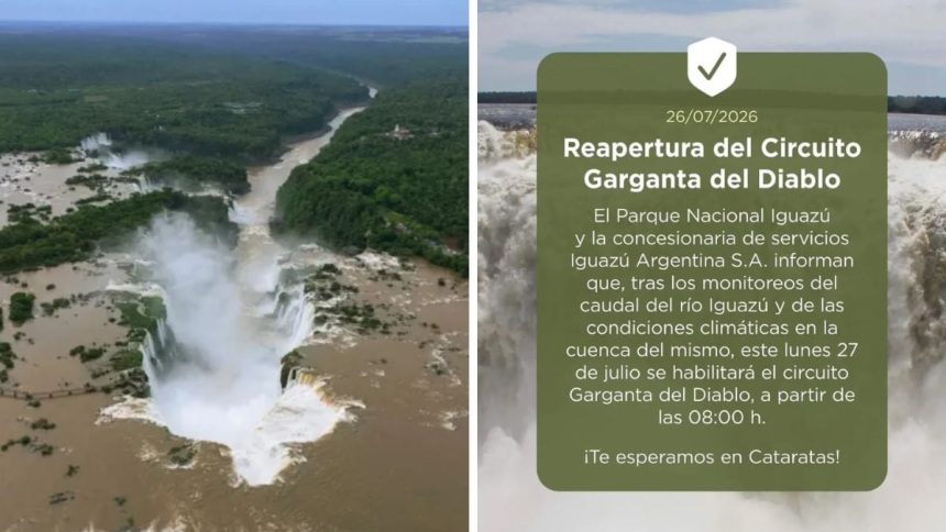 tras-el-cierre-preventivo-desde-la-semana-pasada-por-la-crecida,-reabren-desde-este-lunes-el-circuito-garganta-del-diablo-de-las-cataratas-del-iguazu