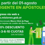 ahora-patente-ya-esta-vigente-en-apostoles:-ofrece-10%-de-descuento-y-hasta-10-cuotas-sin-interes