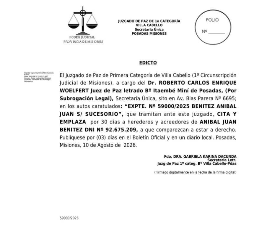 el-juzgado-de-paz-de-primera-categoria-de-villa-cabello-cita-y-emplaza-a-herederos-y-acreedores-de-anibal-juan-benitez