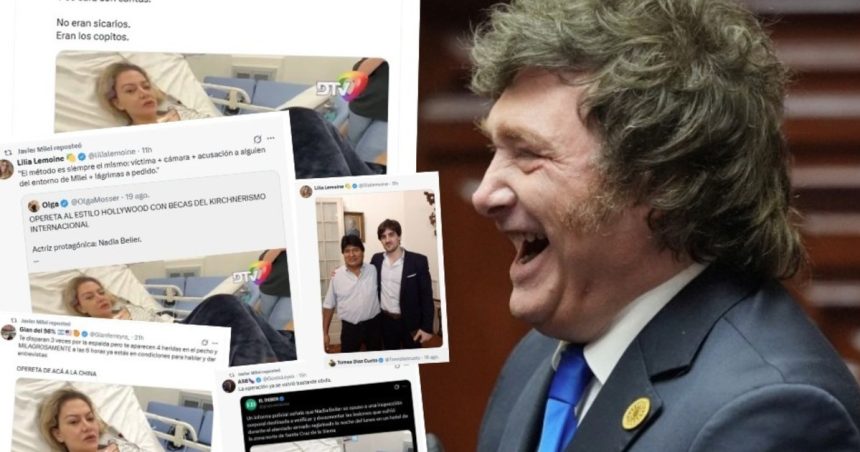 “no-eran-sicarios.-eran-los-copitos”,-milei-replico-mensajes-en-redes-que-ponen-en-duda-el-atentado-a-la-expareja-de-fernando-cerimedo