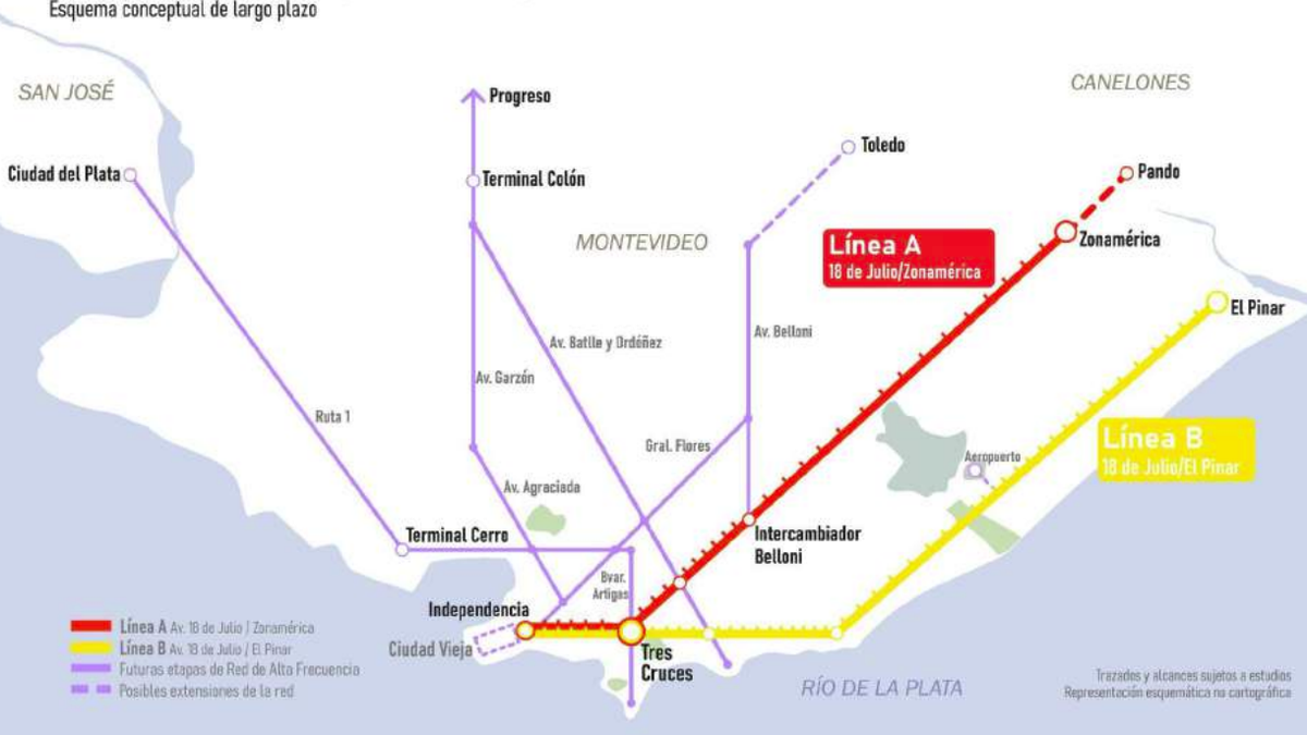 reforma-del-transporte:-gobierno-preve-expandir-red-de-omnibus-brt-en-15-anos-a-ciudad-del-plata,-cerro,-progreso-y-punta-carretas