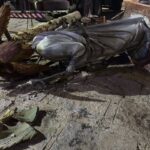 estatua-da-sagrada-familia-cai-durante-retirada-de-predio-historico-em-fortaleza