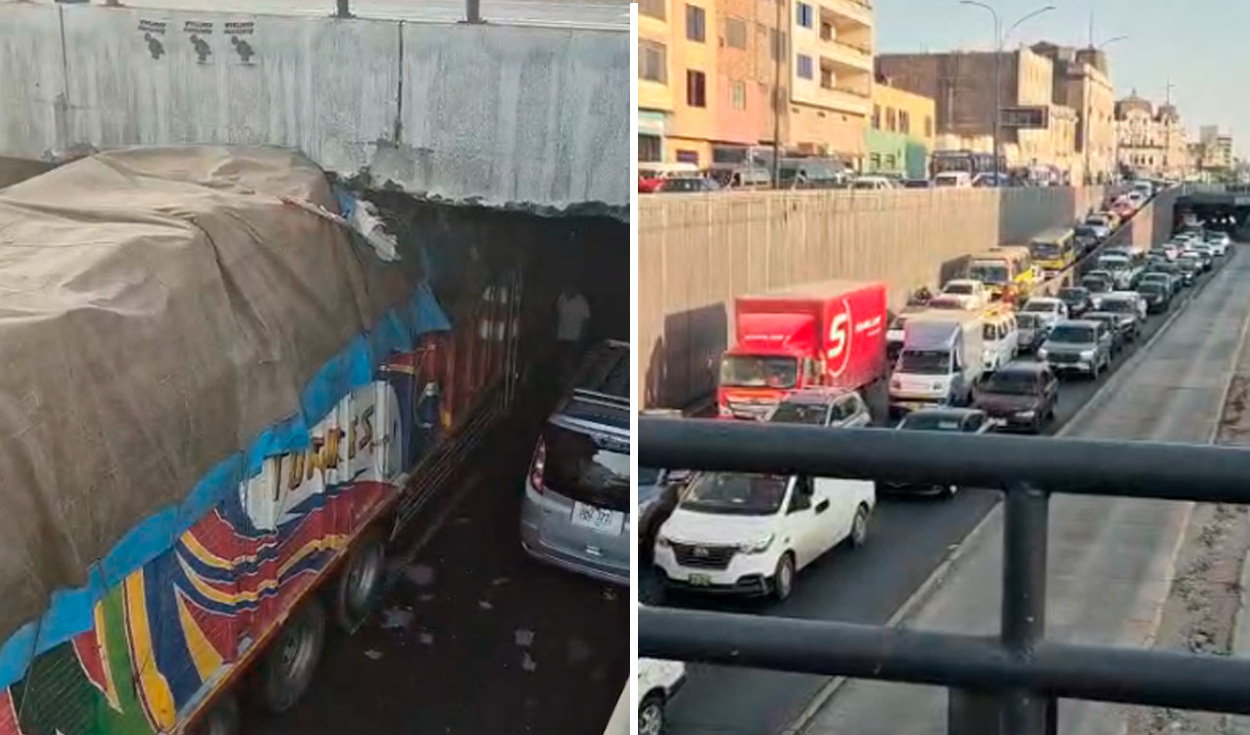 camion-queda-atascado-en-el-puente-de-la-plaza-union-y-provoca-intenso-trafico-en-la-avenida-alfonso-ugarte