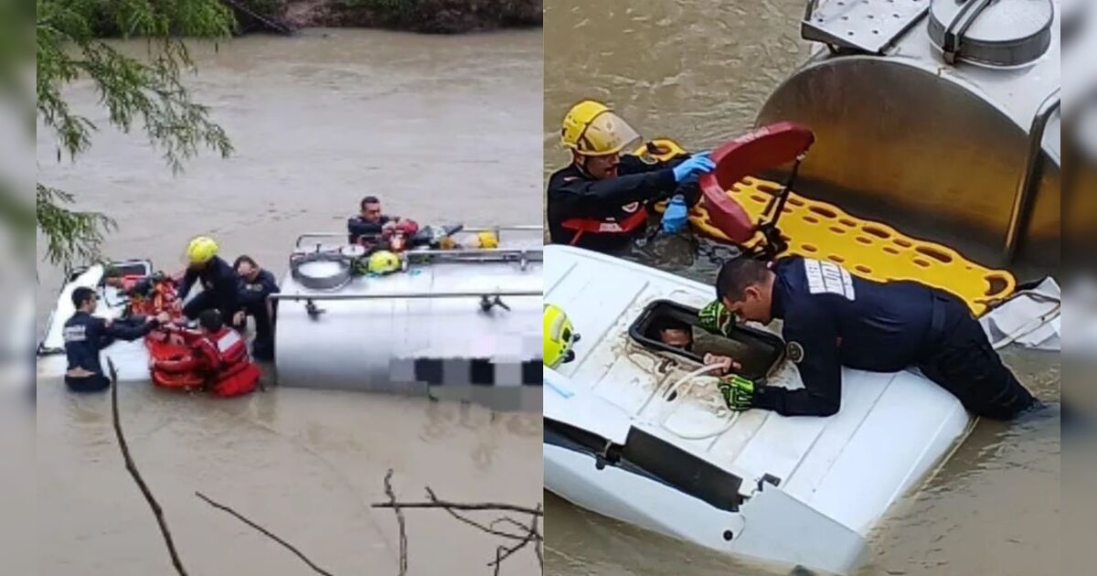 condutor-e-resgatado-de-cabine-submersa-apos-caminhao-cair-em-rio-em-sc