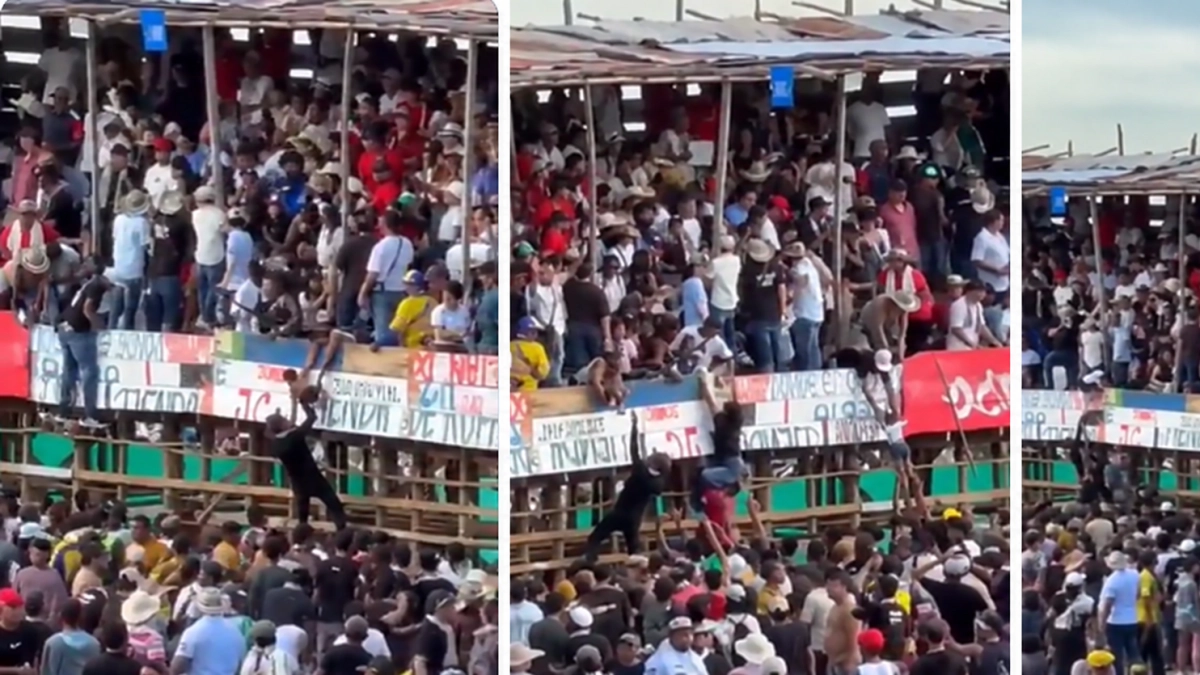 panico-en-las-corralejas-de-ayapel,-cordoba:-asistentes-bajaron-de-los-palcos-con-ninos-en-brazos-ante-el-temor-de-un-derrumbe