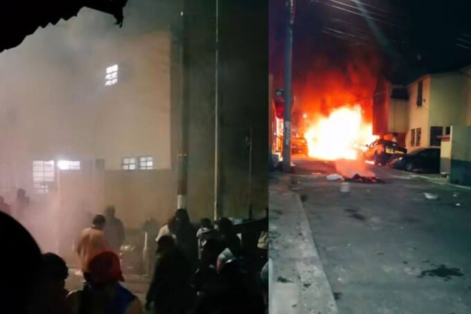 tras-captura-de-presunto-violador-turba-incendia-patrulla-de-la-pnc-y-una-moto-en-ciudad-peronia
